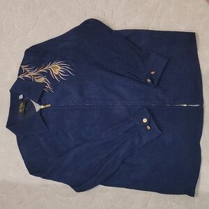 Bob Mackie wearable art embroidered womens 1x blazer full zip